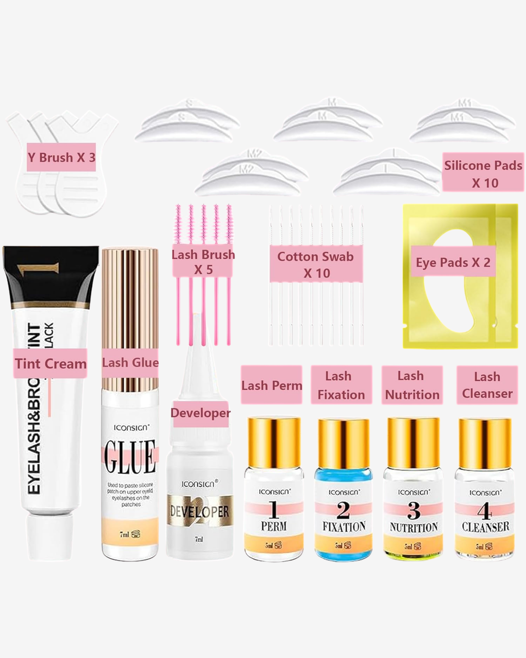 ICONSIGN Lash Lift & Tint Black Kit, 4 in 1 Professional Black Color Eyelash & Eyebrow Perm Kit